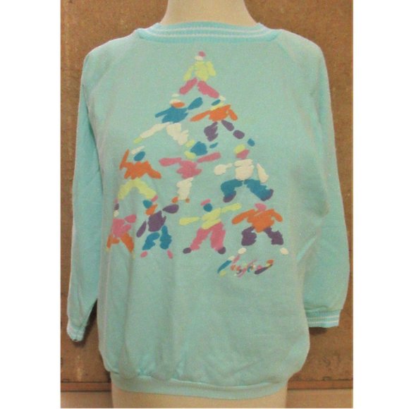 CRAYONS sweatshirt with art deco pyramid of people Sz M - Picture 1 of 4